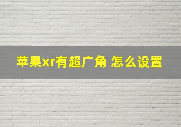 苹果xr有超广角 怎么设置